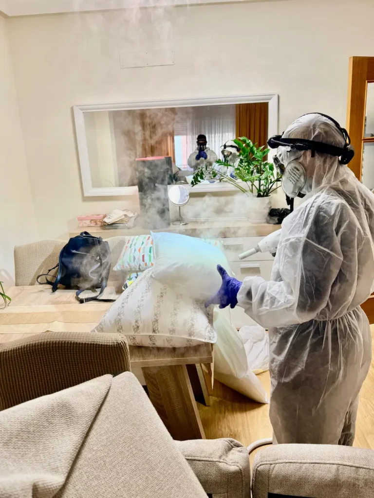 Desinfección de ácaros y chinches de cama